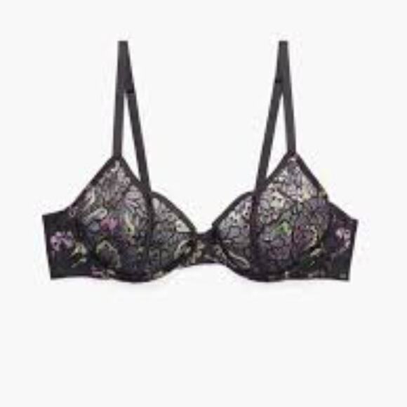 SAVAGE X FENTY BUTTERFLY WINGS UNLINED LACE TULIP CUP WOMEN BRA SIZE 32A NEW - Picture 1 of 8